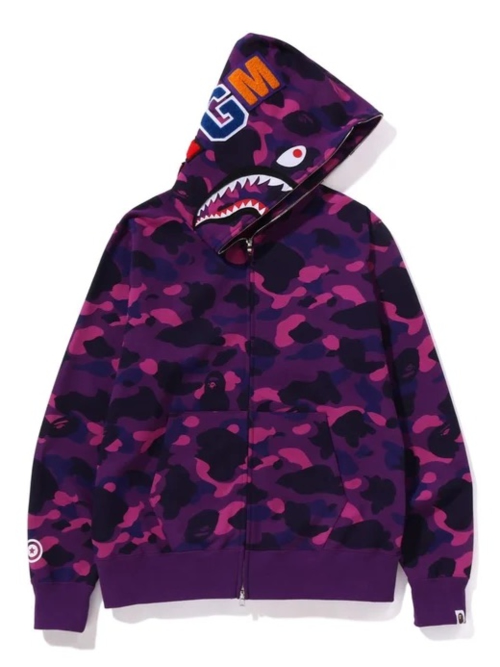 BAPE Purple Camo Shark Hoodie Full Zip Large